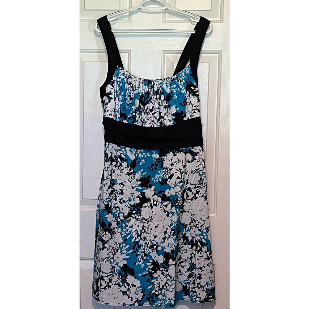 B. Smart Women's Sundress Ties in Back Turquoise White Black Size 18W NWT
